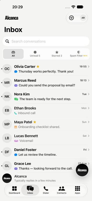 Alcanca App on iOS